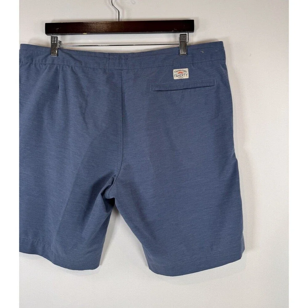 Faherty Allday Mens Shorts Blue Chino Flat Front Performance Stretch Size 38